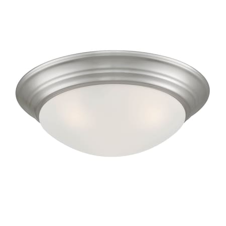 Designers Fountain 14in Tap 2-Light Brushed Nickel Ceiling Light Flush Mount with Etched Glass Shade 1360M-BN